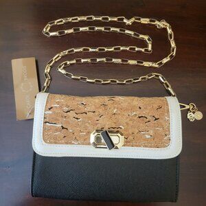 Carol Brodie Rarities Chain Strap Cork Flap Crossbody Bag ~Buddha Hamsa Dangle